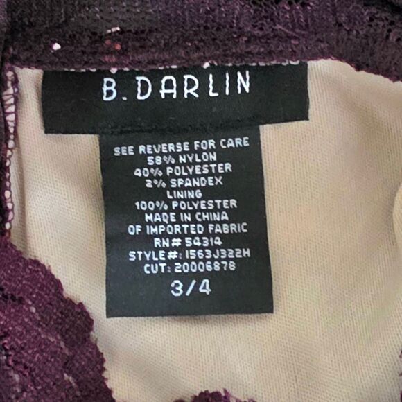 B. Darlin Burgundy Lace Sequin Sheath Dress 3/4 - Picture 6 of 7